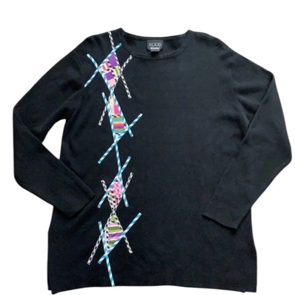 Vintage KOOS Of Course! Black Patchwork Crewneck Sweater